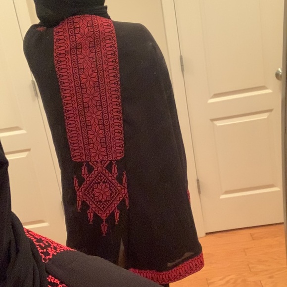 Arab Traditional Red Tatreez (Embroidery) Cape Jacket - Picture 10 of 17
